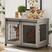 Wooden Dog Crate Furniture with Sliding Barn Door
