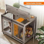 Wooden Dog Crate Furniture with Sliding Barn Door