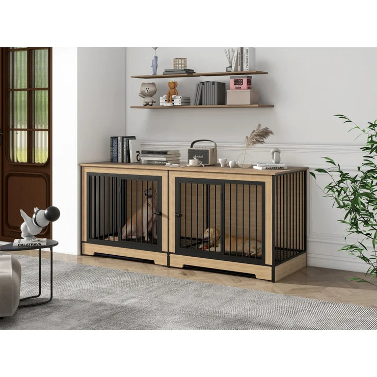 Extra Large Wooden Dog Crate Furniture with Divider