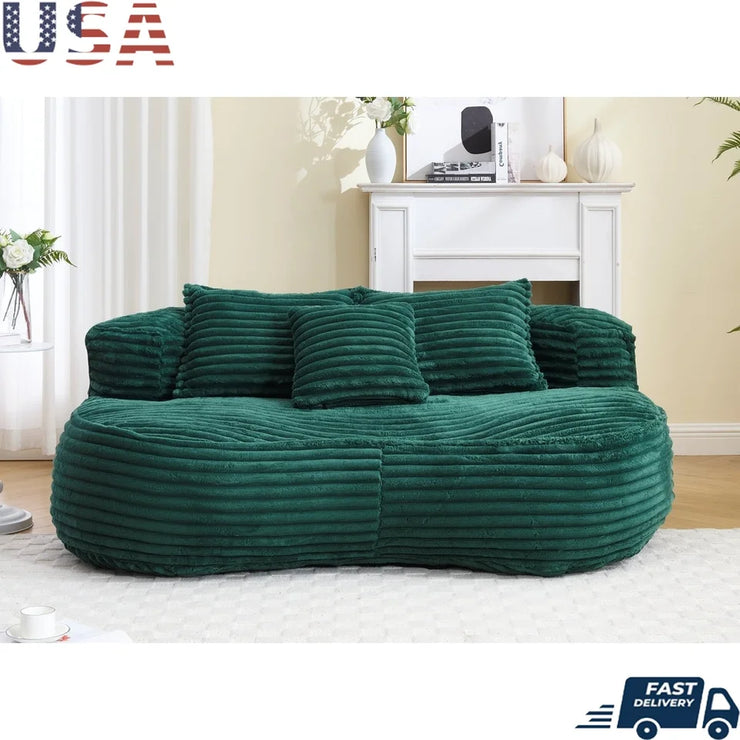 Comfortable Durable Corduroy Bean Bag Sofa with Pillows