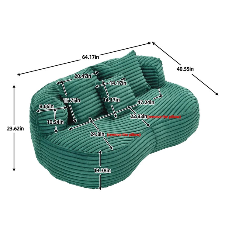 Comfortable Durable Corduroy Bean Bag Sofa with Pillows