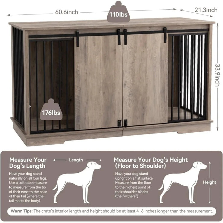 Extra Large Wooden Dog Crate with Removable Divider