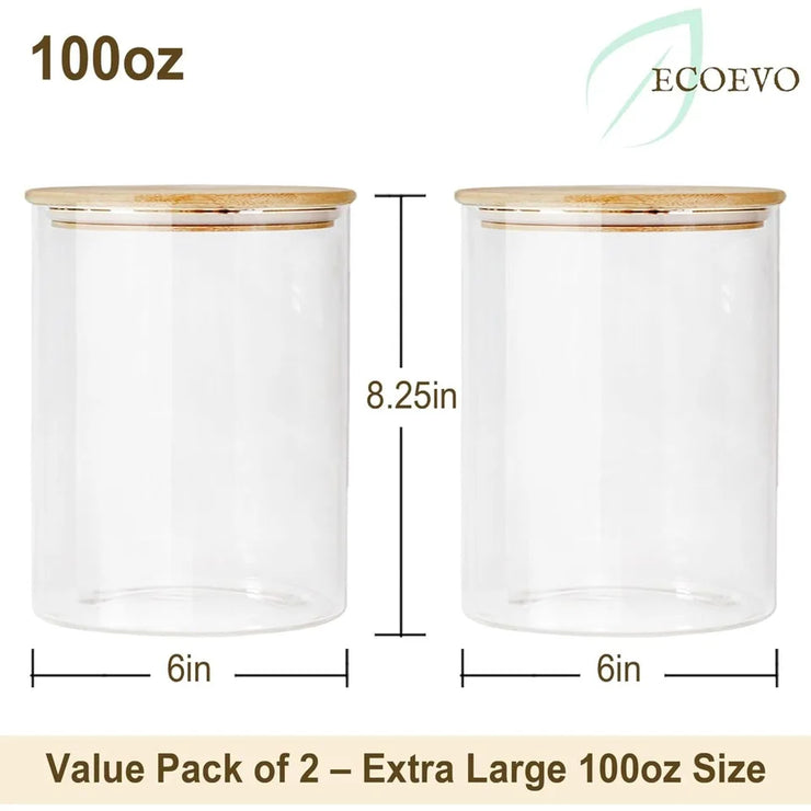 Airtight Glass Storage Jars with Bamboo Lids