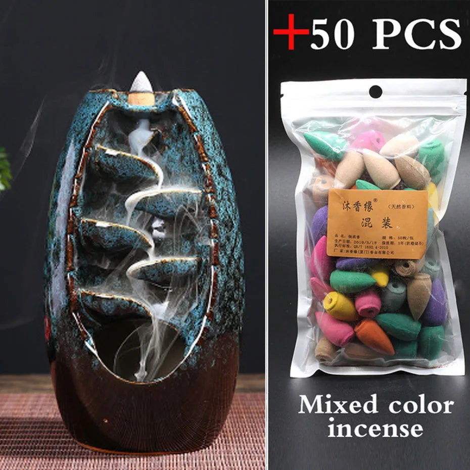 Ceramic Waterfall Incense Burner for Home Decor and Gifts