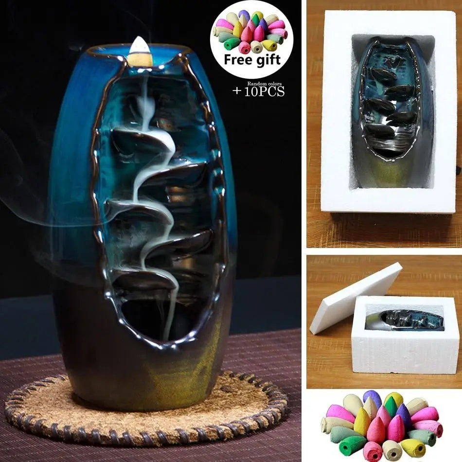 Ceramic Waterfall Incense Burner for Home Decor and Gifts