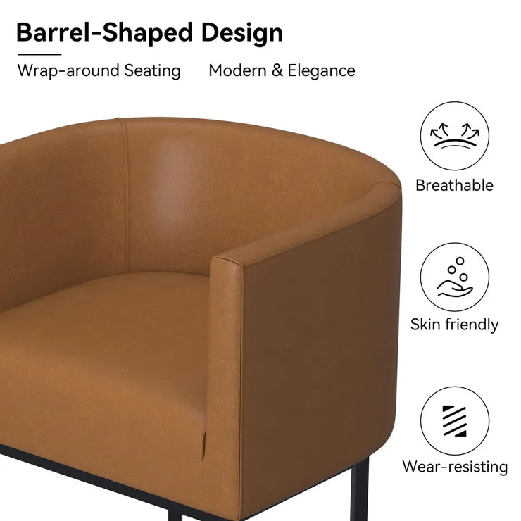 Modern Barrel Curved Counter Height Bar Stools Set