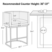 Modern Barrel Curved Counter Height Bar Stools Set