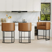 Modern Barrel Curved Counter Height Bar Stools Set