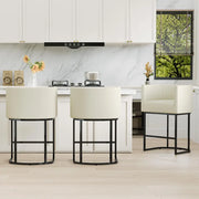 Modern Barrel Curved Counter Height Bar Stools Set