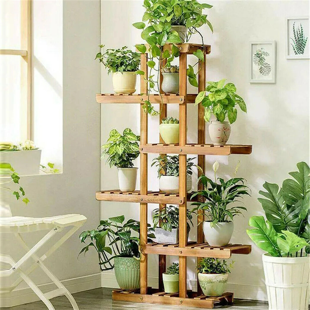 Wooden Plant Stand for Patio Display