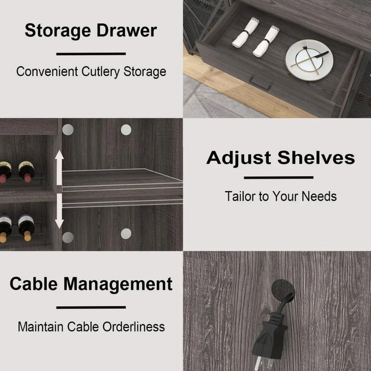 Large Rustic Wine Cabinet with Fridge Space