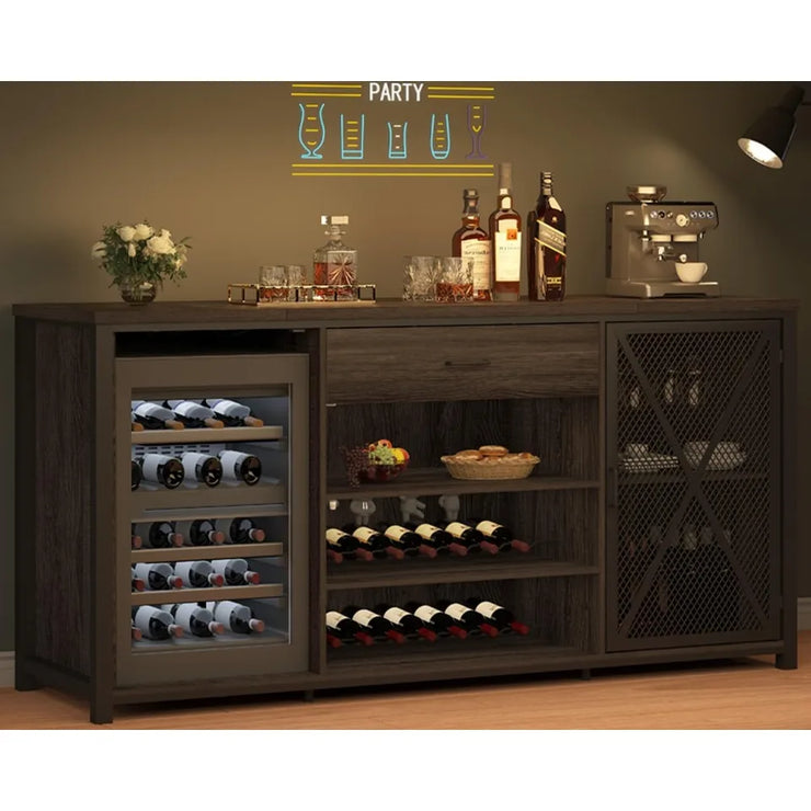 Large Rustic Wine Cabinet with Fridge Space
