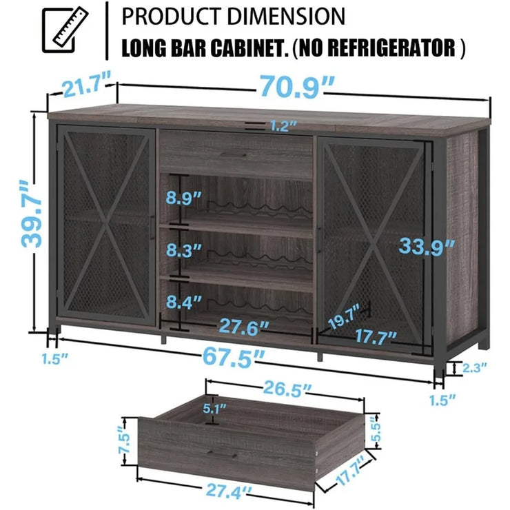 Large Rustic Wine Cabinet with Fridge Space