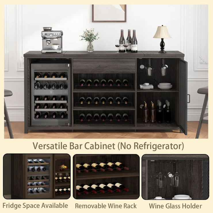 Large Rustic Wine Cabinet with Fridge Space