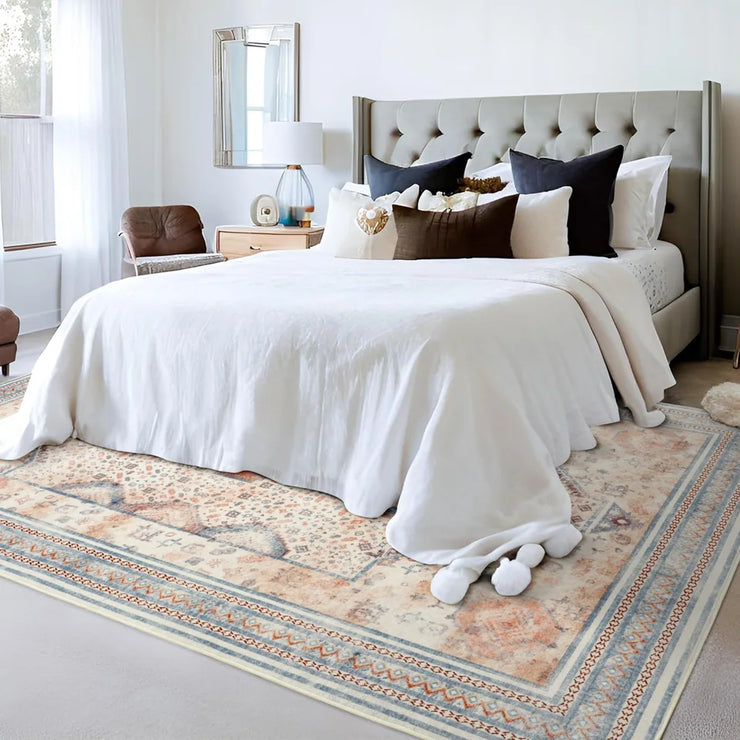 Noahas Washable Non Slip Vintage Floral Area Rug