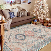 Noahas Washable Non Slip Vintage Floral Area Rug