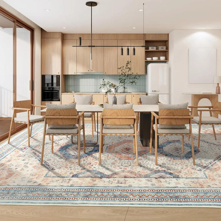 Noahas Washable Non Slip Vintage Floral Area Rug