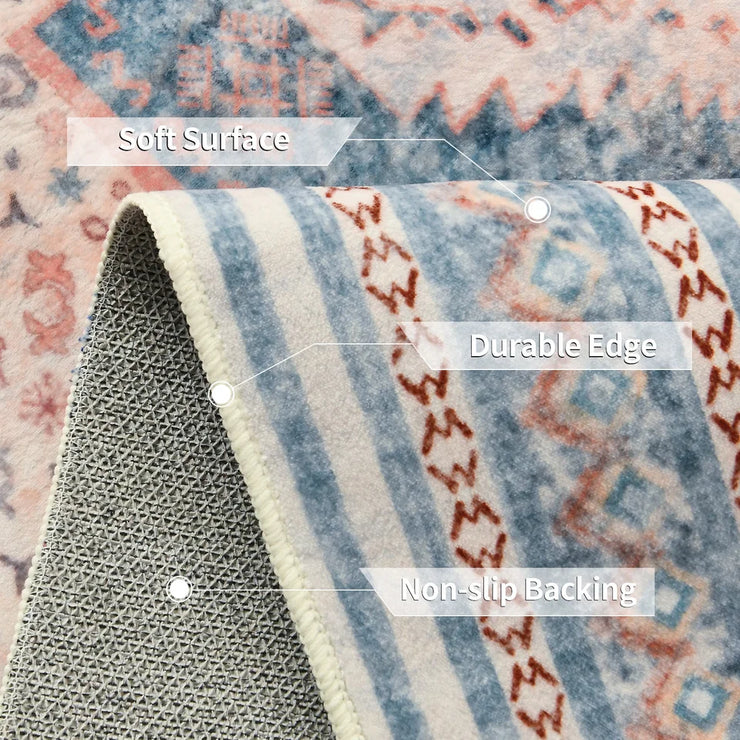 Noahas Washable Non Slip Vintage Floral Area Rug