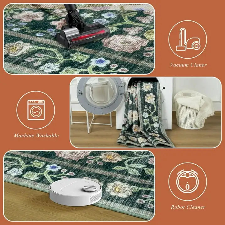 Vintage Floral Accent Area Rug Soft Comfortable Mat