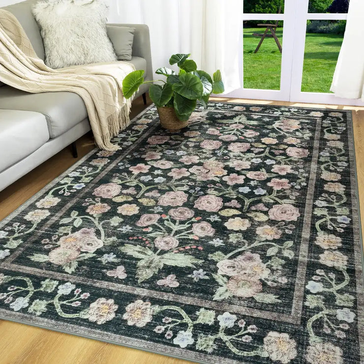 Vintage Floral Accent Area Rug Soft Comfortable Mat