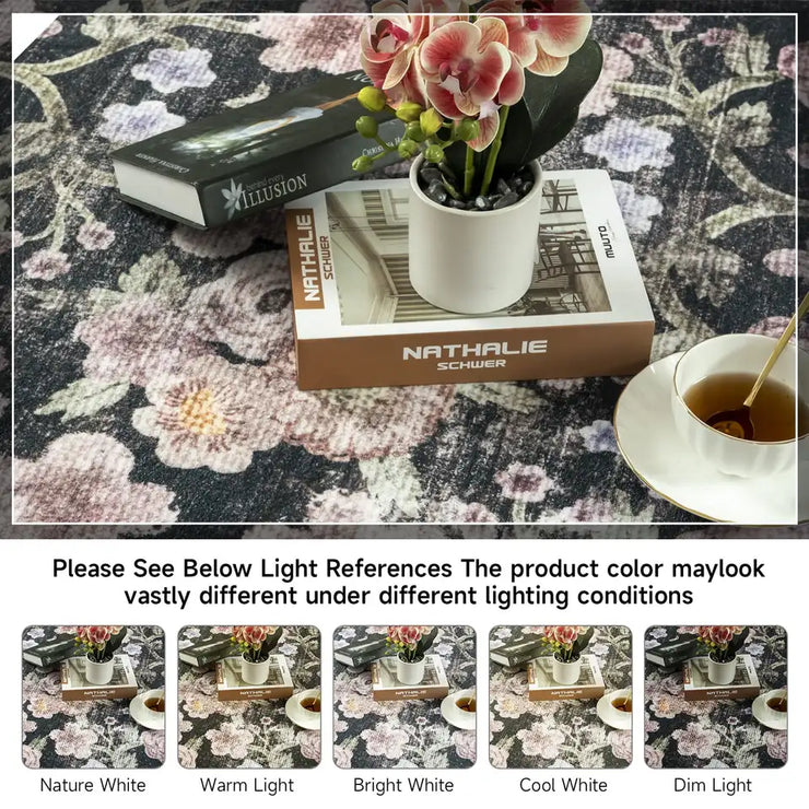 Vintage Floral Accent Area Rug Soft Comfortable Mat