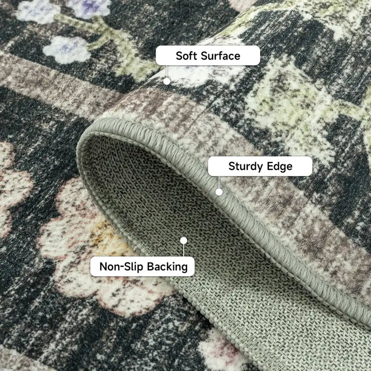 Vintage Floral Accent Area Rug Soft Comfortable Mat