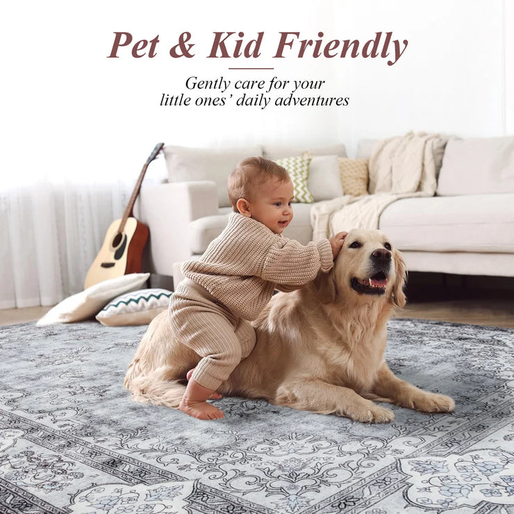 Large Vintage Floral Accent Area Rug for Home