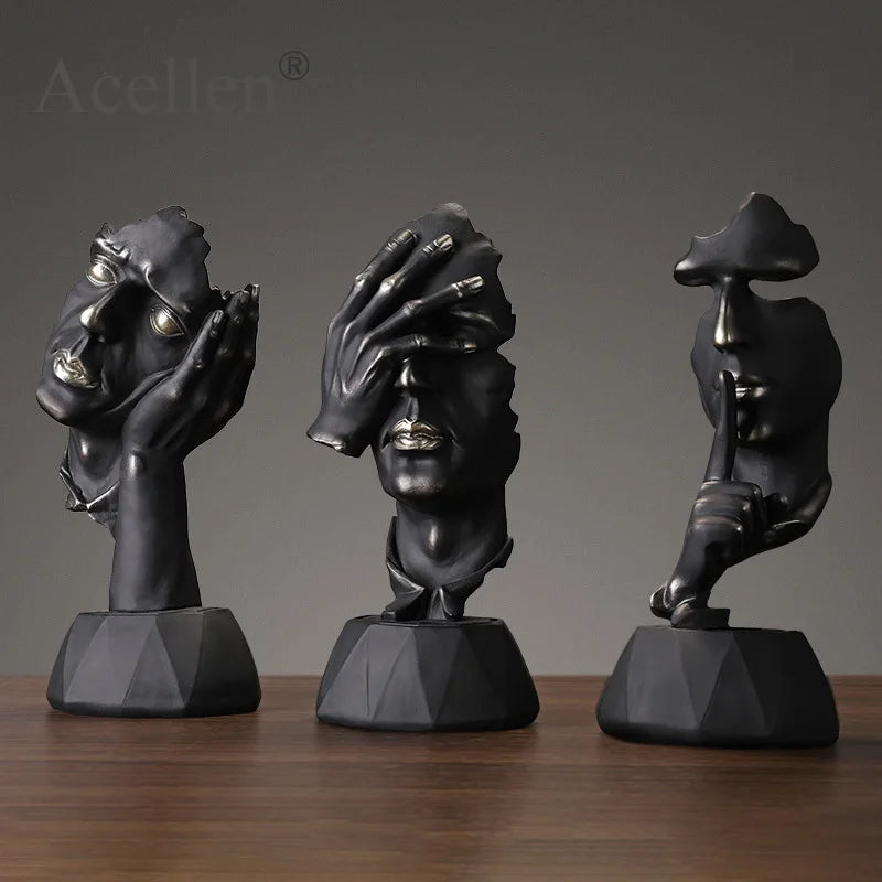Resin Thinker Sculpture: European Art Figurine for Home