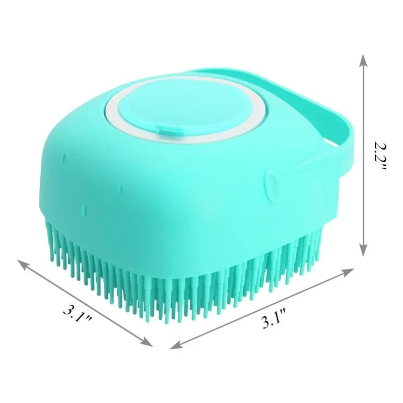 Pet Dog Shampoo Brush & Cat Massage Comb - 2.7oz/80ml Soft Silicone Grooming Scrubber