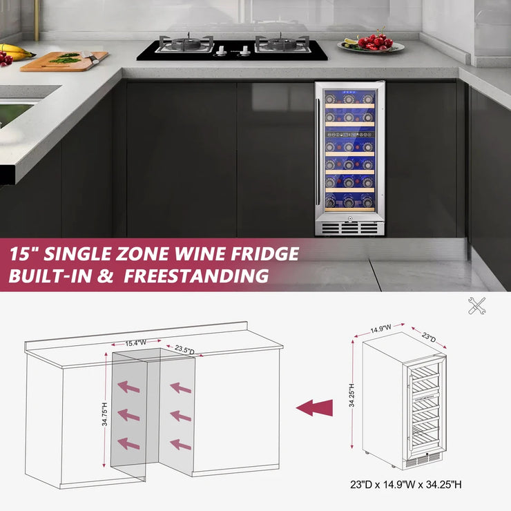 Dual Zone 15 Inch Wine Cooler Fridge