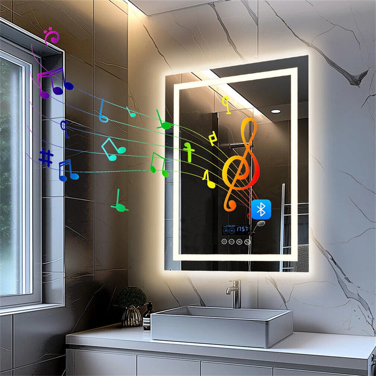 Smart LED Bathroom Mirror with Bluetooth Speaker
