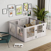 Tempered Glass Indoor Pet Playpen with Waterproof Pad