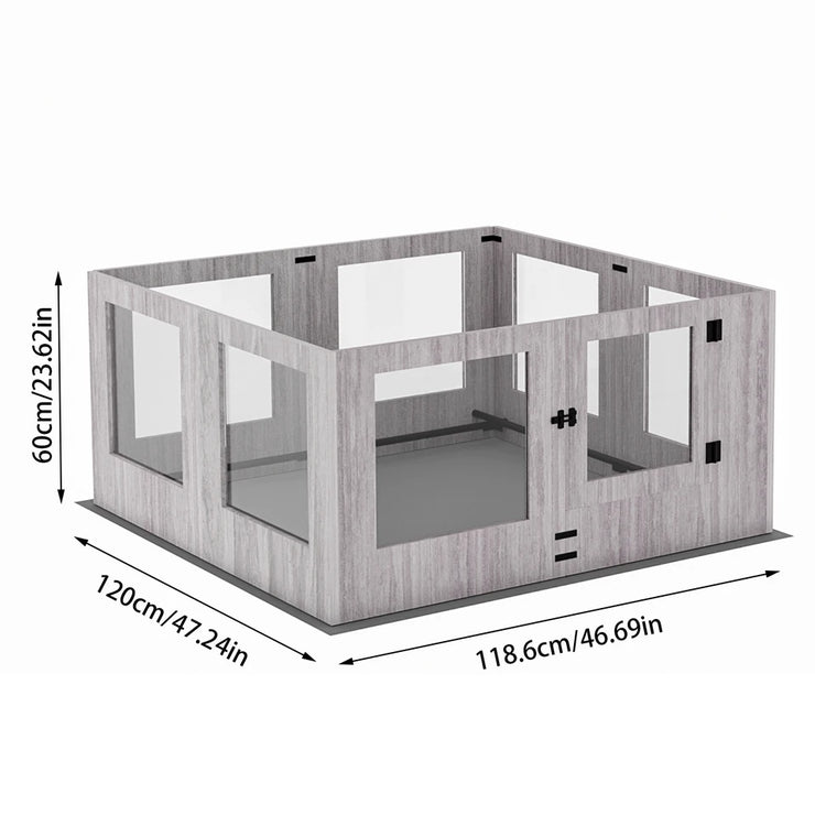 Tempered Glass Indoor Pet Playpen with Waterproof Pad