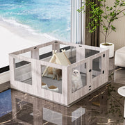 Tempered Glass Indoor Pet Playpen with Waterproof Pad