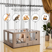 Tempered Glass Indoor Pet Playpen with Waterproof Pad