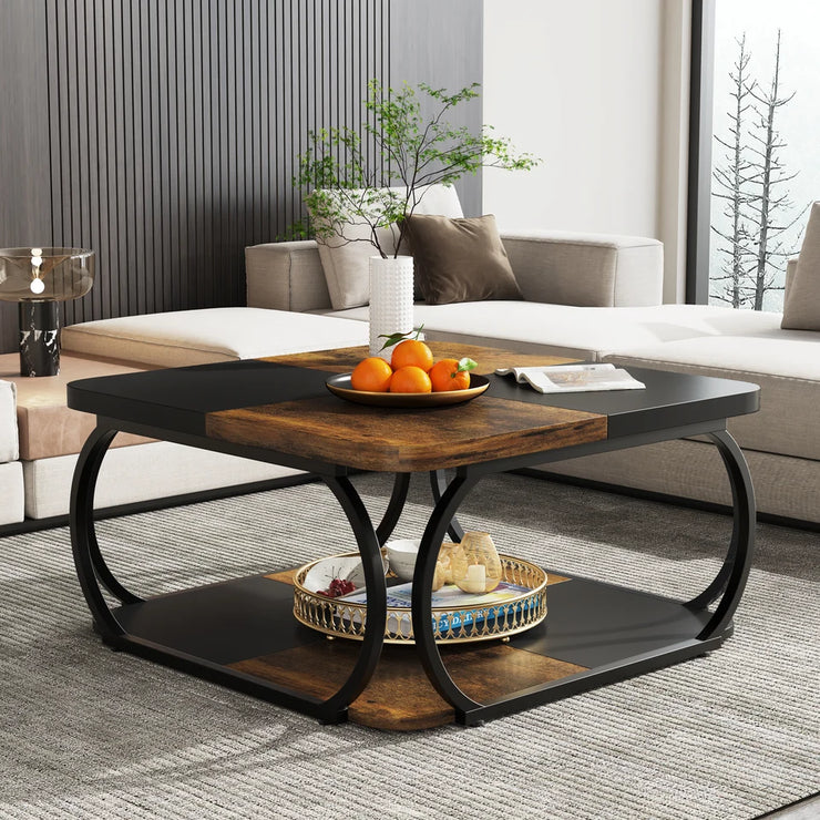 Tribesigns Rustic Square Coffee Table with Storage