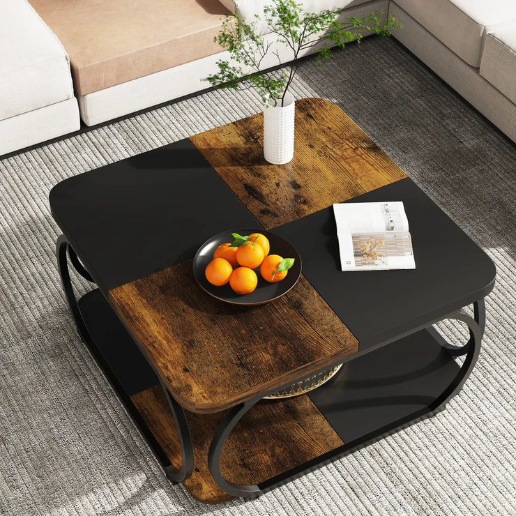 Tribesigns Rustic Square Coffee Table with Storage