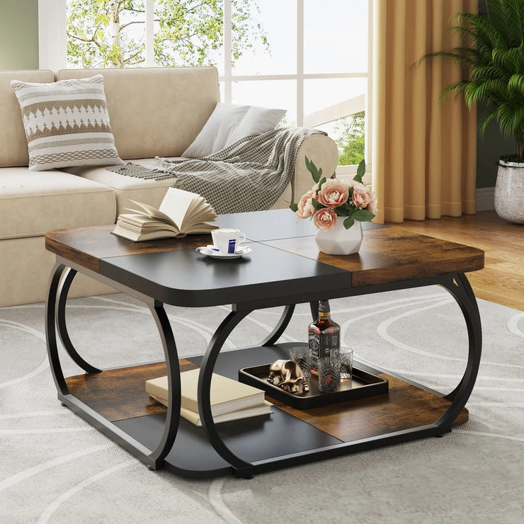 Tribesigns Rustic Square Coffee Table with Storage