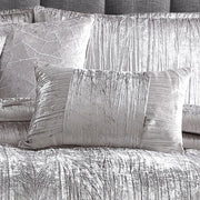 Turin Silver Crinkle Velvet Queen Bedding Set