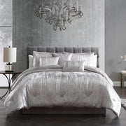 Turin Silver Crinkle Velvet Queen Bedding Set