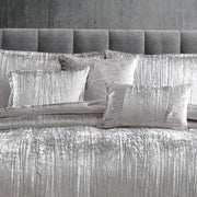 Turin Silver Crinkle Velvet Queen Bedding Set