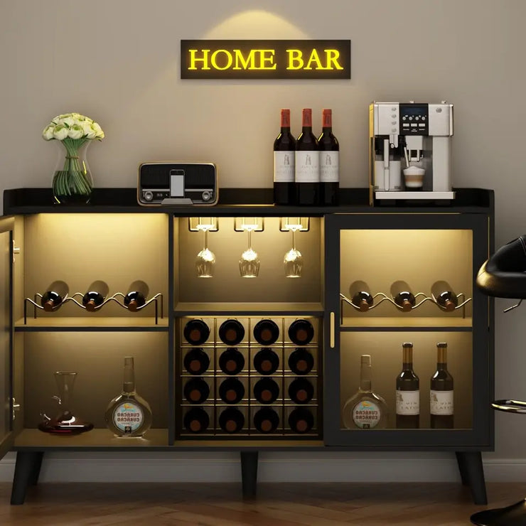 LED Wine Bar Cabinet with Ample Storage Space