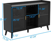 LED Wine Bar Cabinet with Ample Storage Space