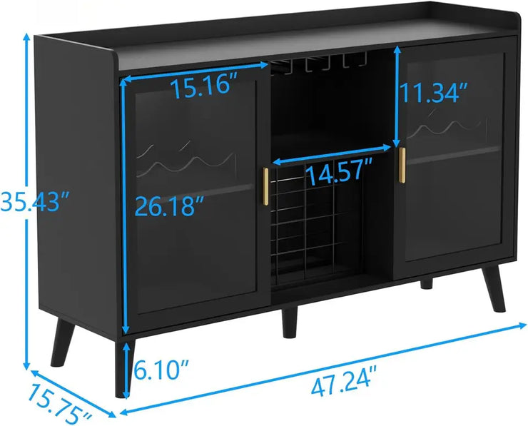 LED Wine Bar Cabinet with Ample Storage Space
