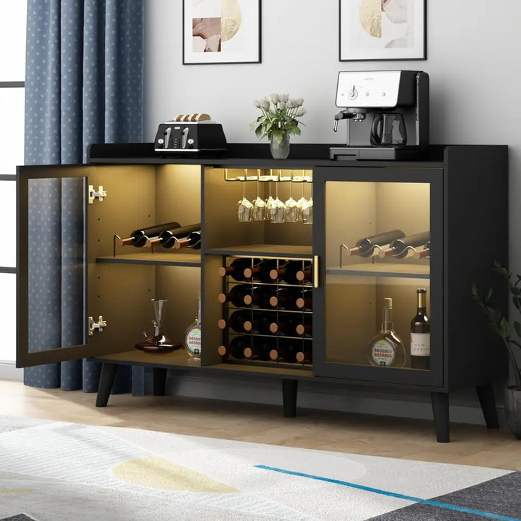 LED Wine Bar Cabinet with Ample Storage Space