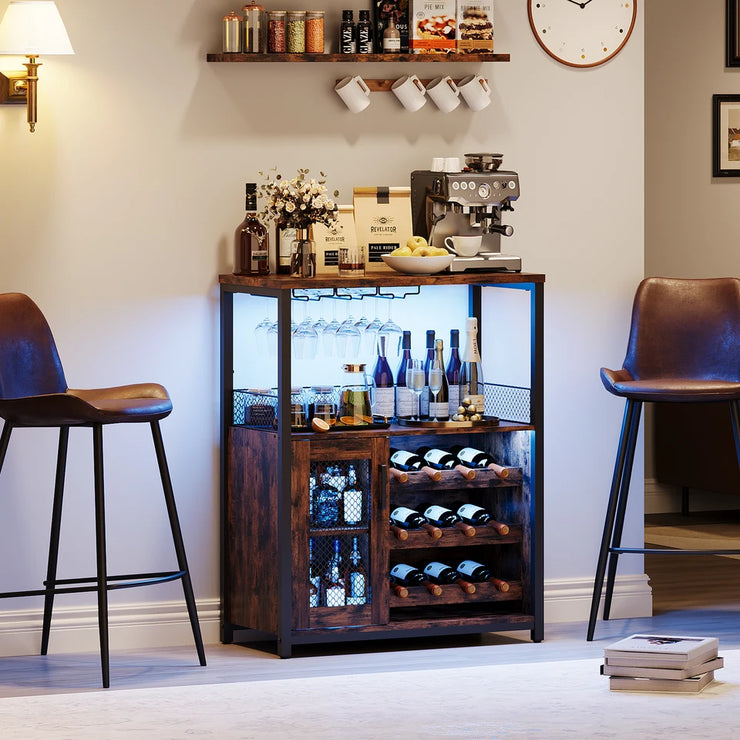 LED Wine Bar Cabinet with Removable Storage