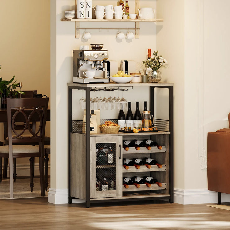 LED Wine Bar Cabinet with Removable Storage
