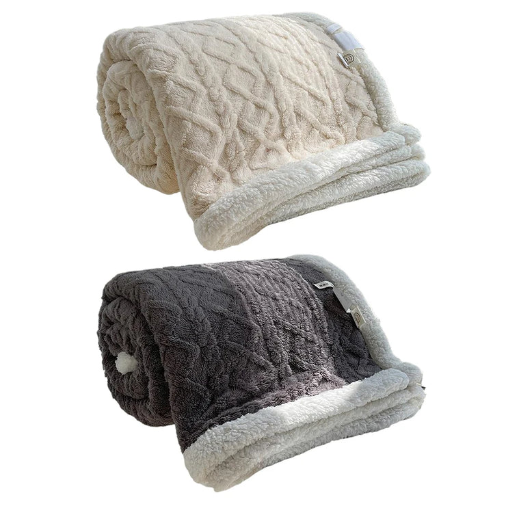 Winter Warm Double Layer Lamb Fleece Throw Blanket