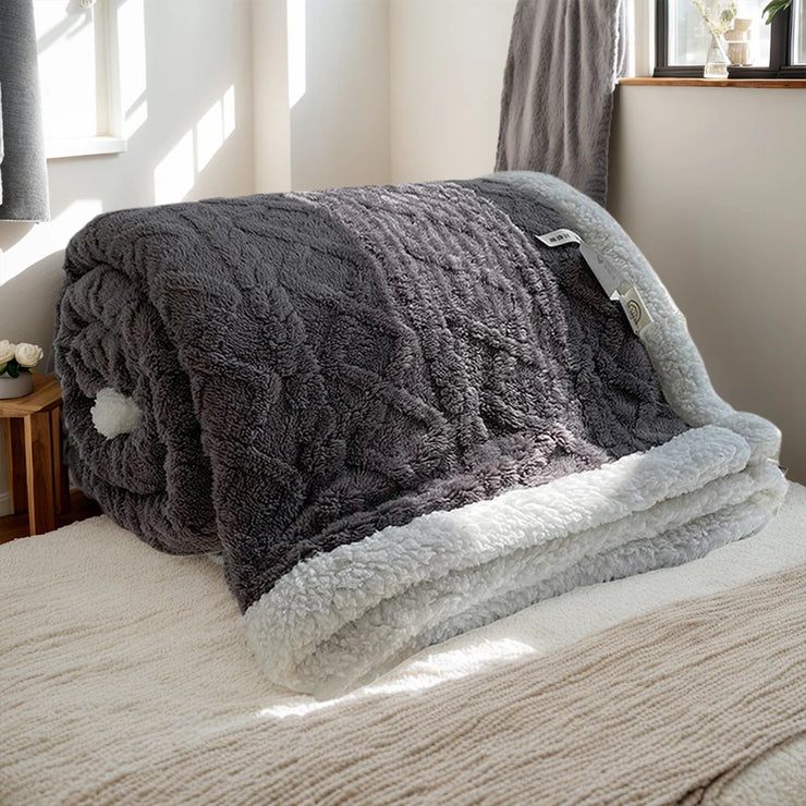 Winter Warm Double Layer Lamb Fleece Throw Blanket