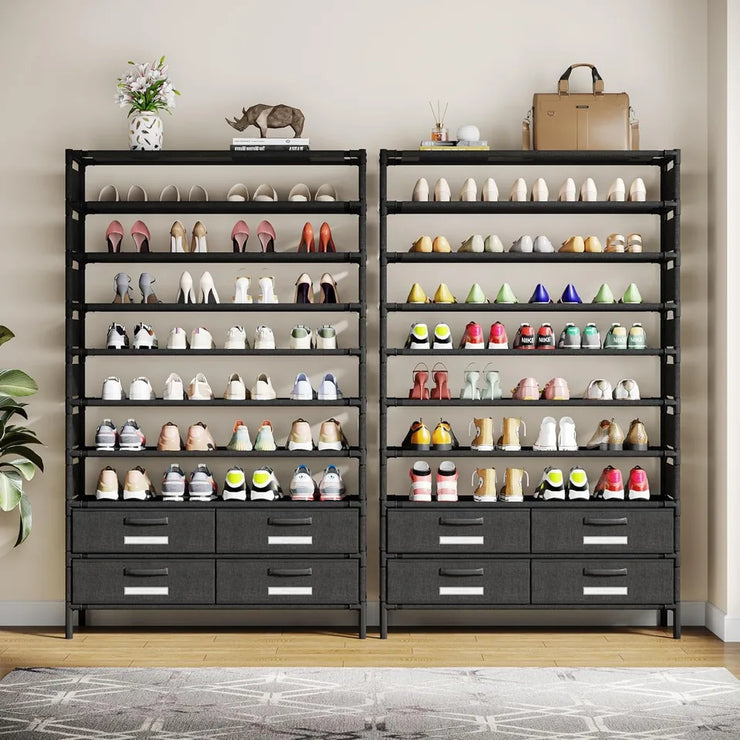 Vertical Shoe Rack with 4 Bins Drawers and Cover